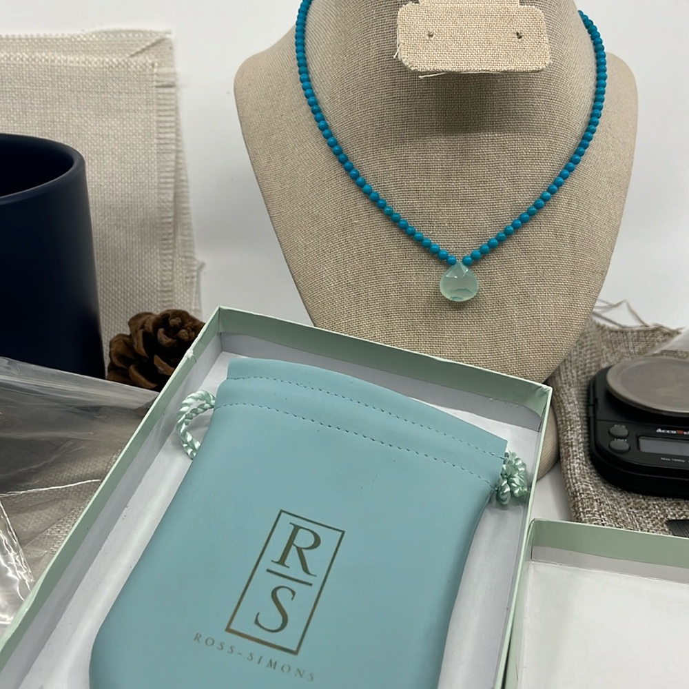 Vintage Ross Simons Necklace with Turquoise Beads & Freeform Pendant - Picture 3 of 8